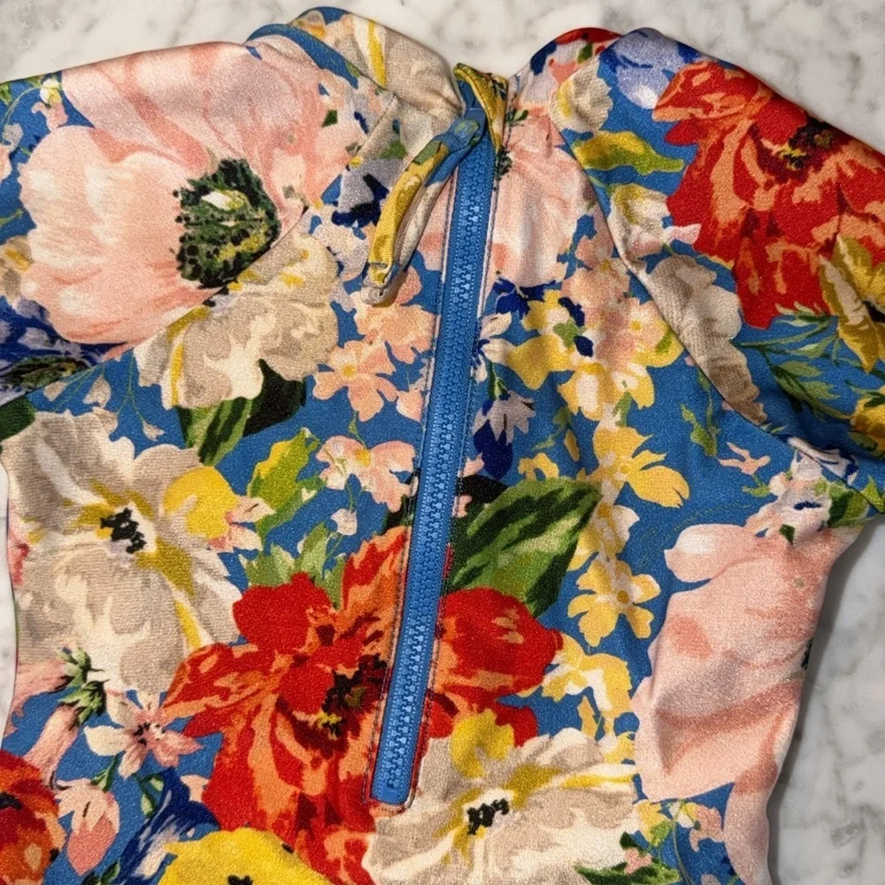 Zimmermann Floral Long Sleeve Rashguard Swim 1Y
